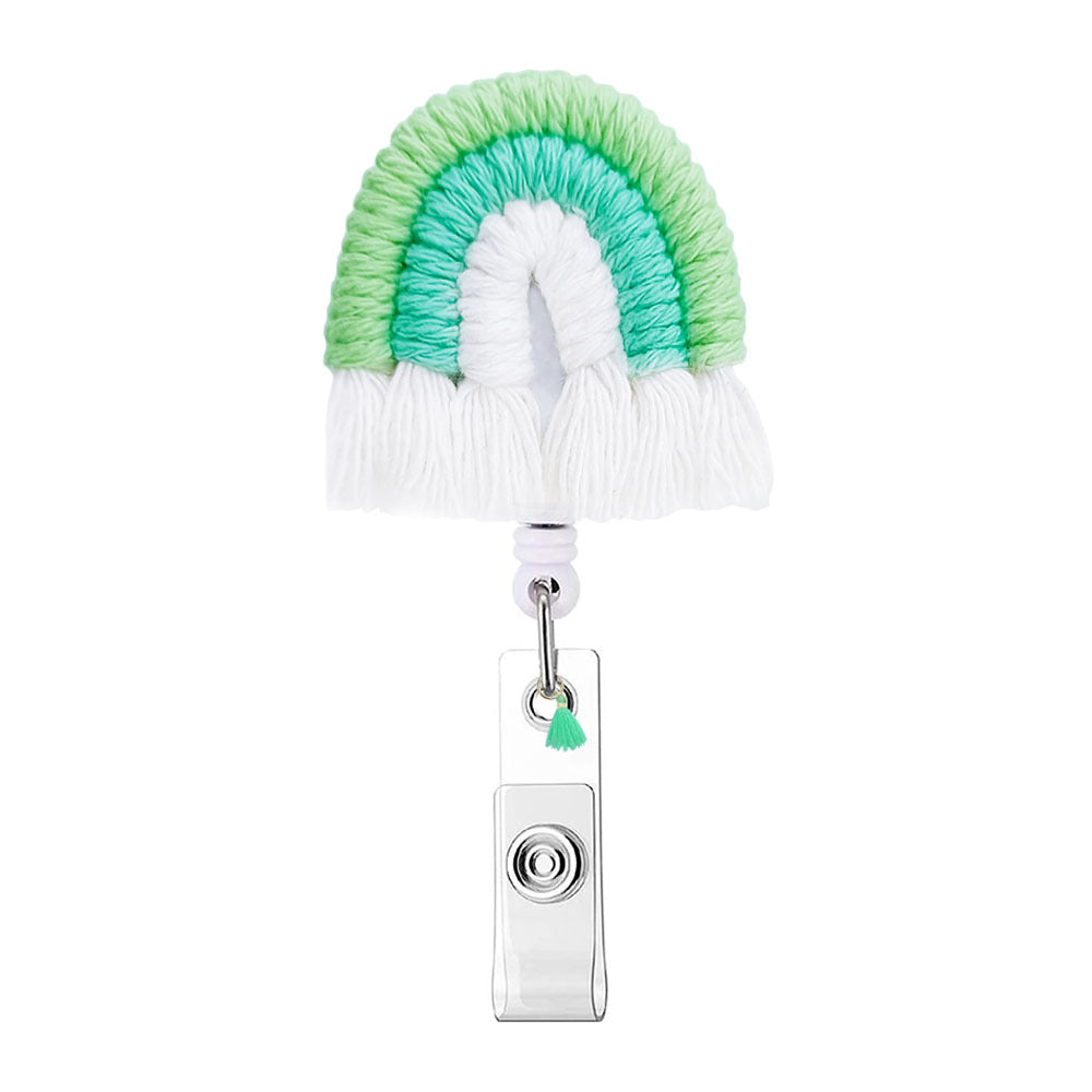 Wholesale Weaving of Rainbow Tassels, Rotating Crocodile Clip Badges, Scroll Extendable Plastic Keychains